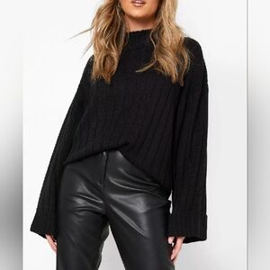 BOOHOO Black Ribbed Turtleneck Sweater size small